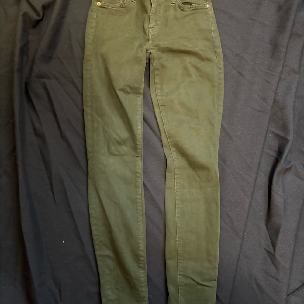 7 For All Mankind Dark Olive The Ankle Skinny Jean